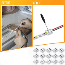 2 Pin 10mm Solderless LED Tape Light Connector LED Strip Connector Tape to Wire Terminal Block Connector (30PCS)