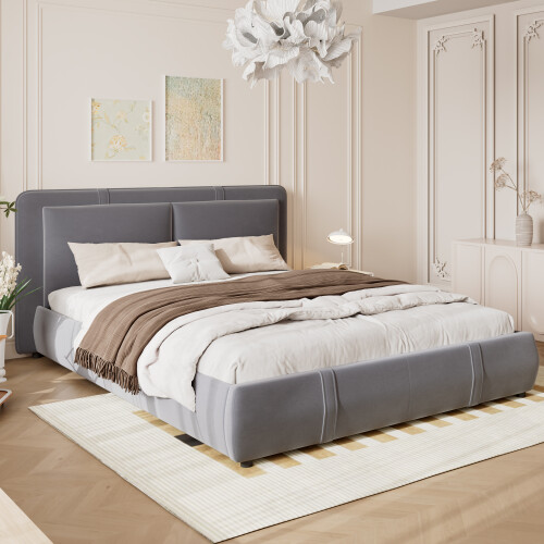 Grey Hydraulic Storage Double Bed 135x190cm 2