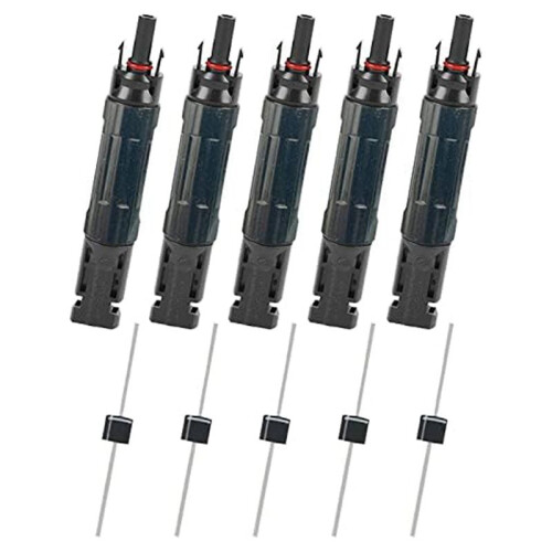 5 PCS PV Solar Panel Connector Male/Female 15A Built-In Diode Inline Fuse Solar Wire Connectors Waterproof Anti-Backflow