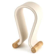 U Shape Leather Headphone Holder Tabletop Support Headset Display Stand for PC Gaming Earbuds Shelf Hanger,Creamy-White