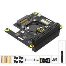 For Raspberry Pi 5 M.2 NVME to PCIe Adapter Supports M2 2230 2242 M Key NVME SSD with Cooler Automatic Discoloration LED