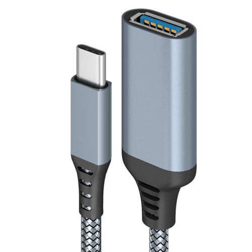 High Quality Data Cable Type-C to USB3.0 Transfer Cable for Mobile Tablet Computer Vehicle Extension Converter Gray 1