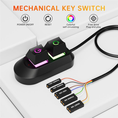 RGB LED Lights Computer Desktop  PC Motherboard External Start Power /Off and Reset Button Extension Cable A 1