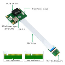 PCIE Riser NGFF M.2 Key A/E Naar PCI-E Express X1+USB Adapter Riser-Kaart met FPC-Kabel 4-Pins Voedingskabel