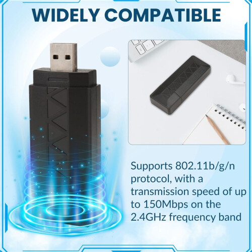 AR9271 Wireless USB WiFi Adapter 2.4G/150Mbps for Linux, Kali, Ubuntu,for Raspberry Pi, PC, Laptop Network Enhancement A 2