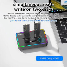 Blueendless Dual-Bay M.2 NVME SSD Dockingstation RGB USB C Typ C OFFline Cloner Duplicator NVme PCIE Gehäuse US-Stecker