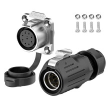 Conector Industrial Resistente Al Agua IP68 Conector Circular de ConexióN RáPida Conector de Carcasa Antiinterferencias (9 Pines)