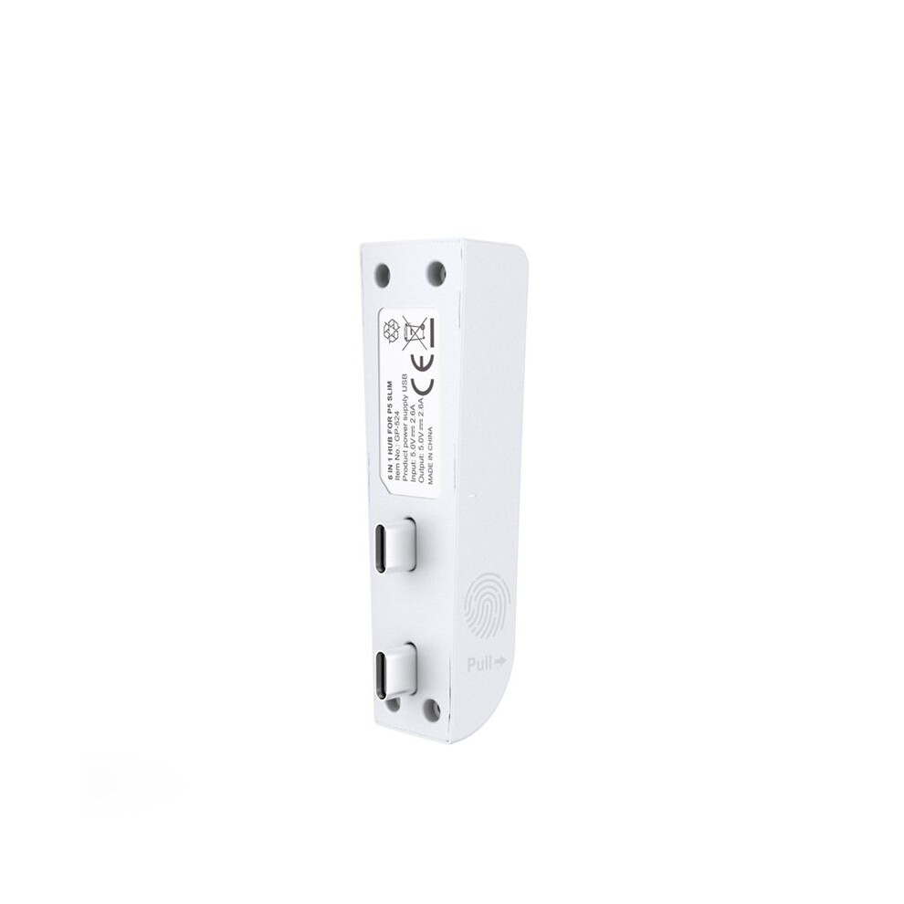 For Ps5 Slim 6-In-1 Usb 2.0 Hub Data Transfer Extender Usb Multi-Function Portable Splitter, White 6033113259809