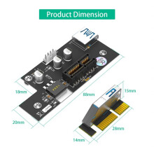 High Quality Pci Express Pci-E 1x to 1x/4x/8x/16x Riser Card with Magnetic Foot Pads