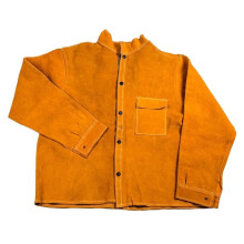 Leather Welding Work Jacket FlameResistant HeavyDuty Split Cowhide Protective Clothing For Men And Women L/XL