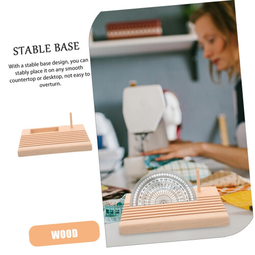 Wooden Sewing Thread Spool Holder with Quilting Ruler Organizer, Desktop or Wall Mount Rack 1