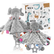 UNMOT 2-Pack Baby Comforter Gift Set | Newborn Elephant Security Blankets for Baby Boy or Girl| Ideal Soft Toys for Infant 0-12 Months (2-Pack Elepha