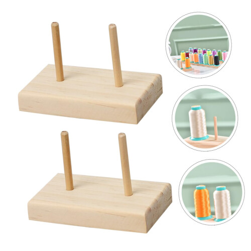 Wooden Thread Rack Organizer with Adjustable Pegs, SpaceSaving Vertical Sewing Spool Holder 1