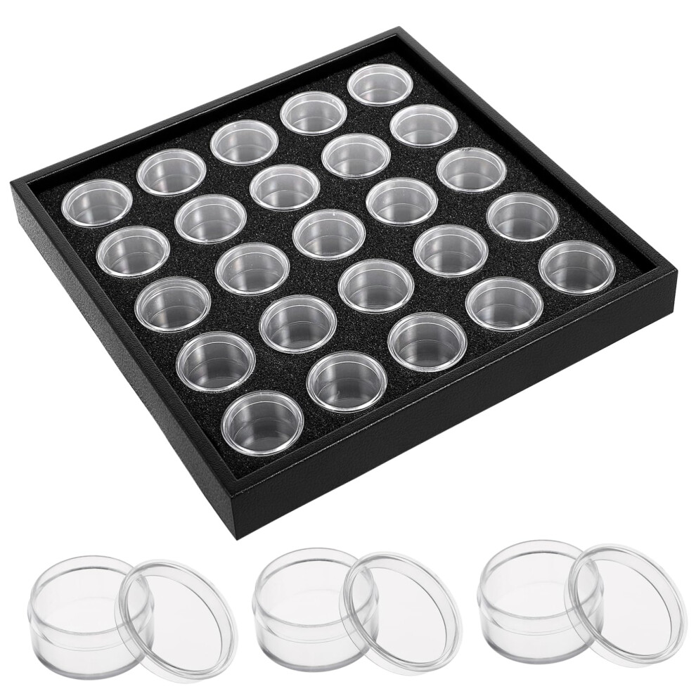 Nail Art Storage Box Acrylic 25 Grid Transparent Lid Organizer for Rhinestones and Accessories