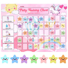 Potty Training Chart for Toddlers with 63 Reusable Magnetic Star Stickers, Interactive Reward Chart for Toilet Training (Unicorn)
