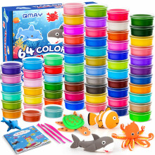 QMAY 64 Colors Air Dry Clay Kit – Ultra Light Magic Modeling Clay for Kids, DIY Craft Dough, Creative Art Supplies for Boys & Girls
