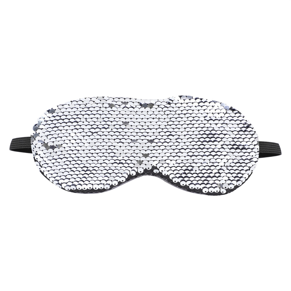 (One Size, Silver) Bondage Sleep Cover Reversible Sequin Blindfold with Elastic Headband Adult Toys Restraints for Couples