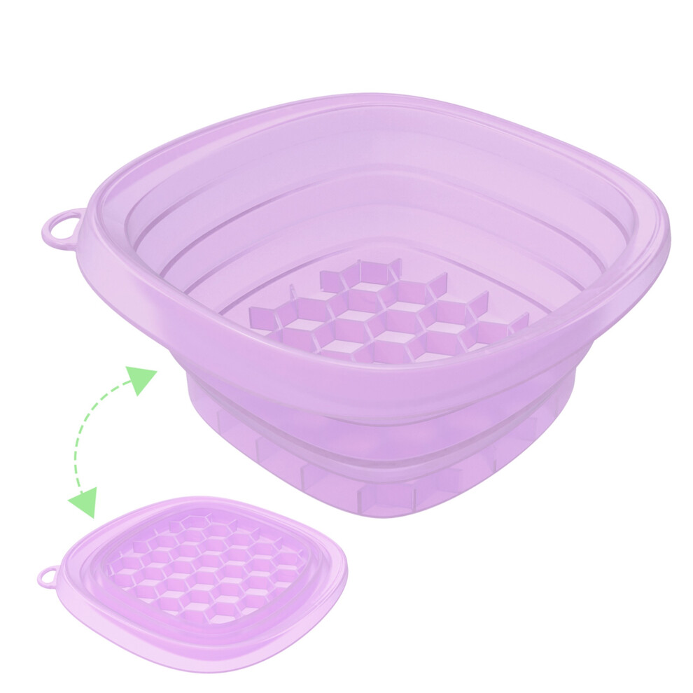 (24.2cm*24.2cm*11cm, Purple) Face Bowl for Ice with Built-In Ice Tray Folding Silicone Wash Basin Cold Plunge Ice Bath Facial Ice Therapy