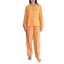 (M, Orange) Dámské pyžamo, pruhované nebo kostkované, s košilí a kalhotami, dvoudílné.