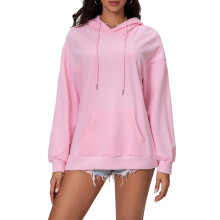 (XL, Pink) Sweat-shirts à capuche amples pour femmes, imprimé cerises, manches longues, pulls, hauts décontractés automne-hiver