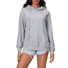 (XL, Gray) Sweat-shirts à capuche amples pour femmes, imprimé cerises, manches longues, pulls, hauts décontractés automne-hiver