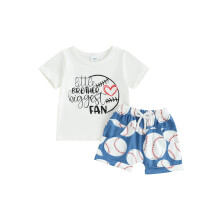 (12-18 Months, White) Komplet krótkich spodenek i t-shirtu dla chłopców, letni strój z nadrukiem