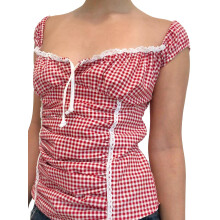 (L, Red) T-shirt d'été femme, look streetwear.