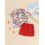 (6-12 Months, Red) Ensemble 2 pièces short élastique. 6