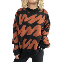 (L, Multicolor) Pulls mignons femmes, style décontracté, rayures ondulées, col rond, manches longues, basiques maille automne et streetwear.