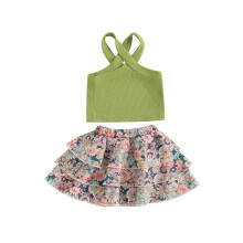 (1-2 Years, Green) Sommeroutfit für Kleinkinder mit Blumen.