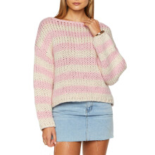 (M, Pink) Pulls en maille rose à rayures, manches longues, col rond, imprimé, collection printemps-automne pour femmes