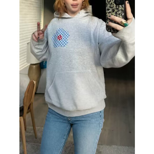 (L, Light Gray) Γυναικείο Φούτερ Κουκούλα Casual Streetwear 2