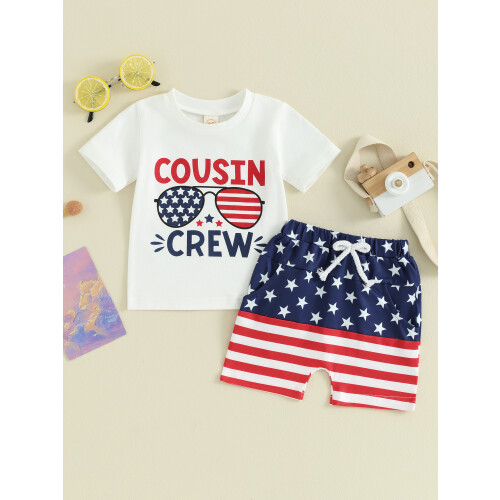(0-6 Months, White) Shorts-Set für Babys, 4. Juli 1