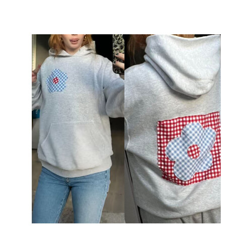 (L, Light Gray) Γυναικείο Φούτερ Κουκούλα Casual Streetwear 1