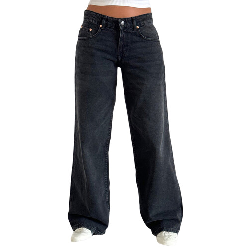 (XS, Dark Grey) Γυναικείο τζιν παντελόνι φαρδιά μπατζάκια