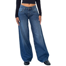 (M, ROYAL BLUE) Pantaloni in denim da donna primavera/estate, a vita bassa e gamba larga, con molteplici tasche.