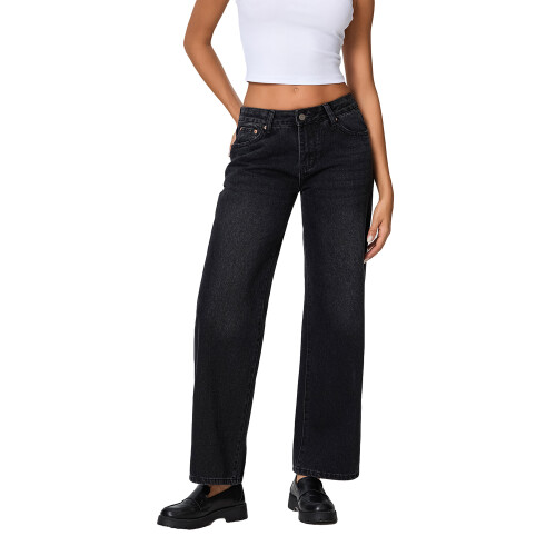 (XS, Dark Grey) Γυναικείο τζιν παντελόνι φαρδιά μπατζάκια 2