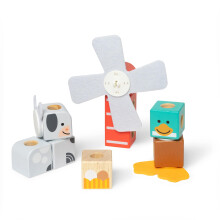 Melissa Doug Blockables Farm Friends Snap and Play Wooden Building Blo