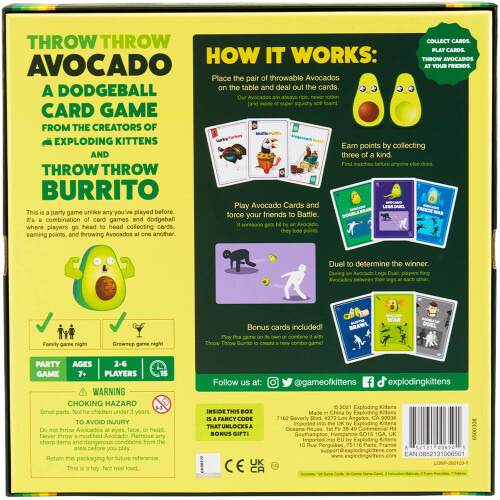 Exploding Kittens Exploding Kittens Throw Throw Avocado 26 Players Ages 7 15 Minutes to 2