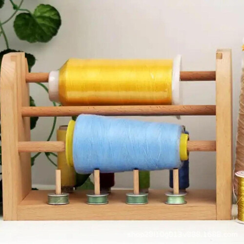 Wooden Thread Spool Holder for Sewing and Embroidery, Holds 11 MultiSize Spools, Compact Organizer 1