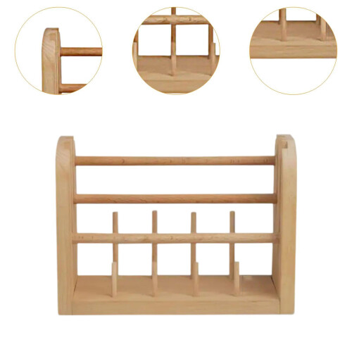 Wooden Thread Spool Holder for Sewing and Embroidery, Holds 11 MultiSize Spools, Compact Organizer 2