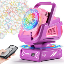 Upgraded Bubble Machine with Remote Control, Automatic Rotation & RGB