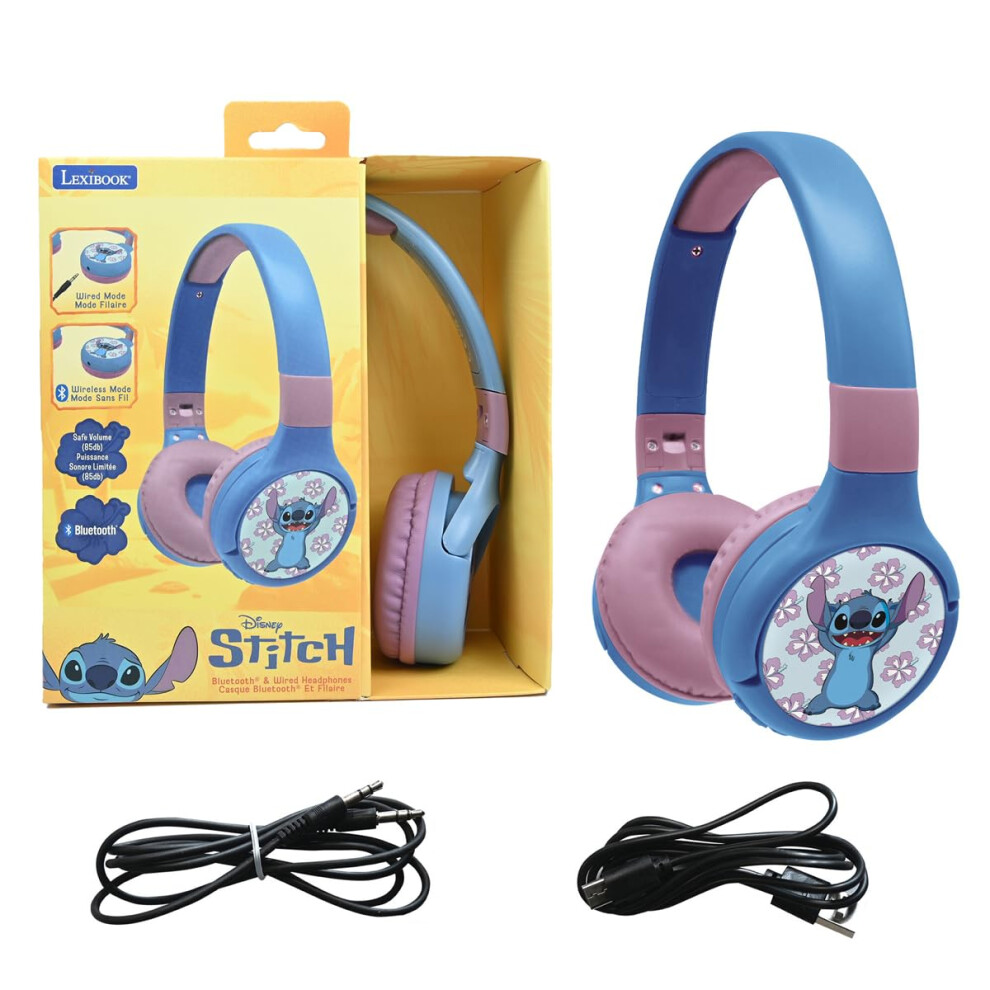 Lexibook Disney Stitch 2In1 Bluetooth Wired Headphones With Microphone 4395871204258