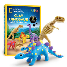 NATIONAL GEOGRAPHIC Clay Dinosaur Craft Kit – Dinosaur Arts & Crafts for Kids with 5 Colors of Air Dry Clay, 5 Dino Skeletons, Googly Eyes, Sculptin