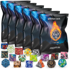 QMAY Mystery Dice, 42 Pcs Acrylic Polyhedral Dice with 6 Pcs Velvet Bag