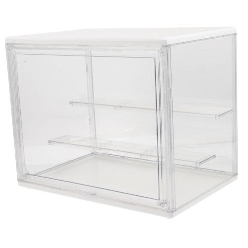 Clear Storage Box Dustproof Acrylic Display Case Stackable Organizer for Books and Collectibles