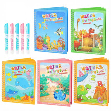 5 Pack Reusable Water Coloring Book for Toddlers, Water Doodle Book Toys, Paint with Water Books,Mess-Free Coloring Book, Portable Educational Doodle
