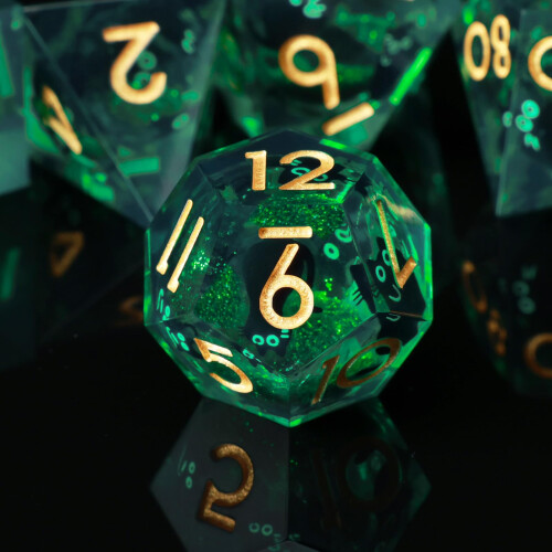 ORUZA Liquid Core DND Dice Set Resin Sharp Edge D&D Cat Dice 7 PCS 2