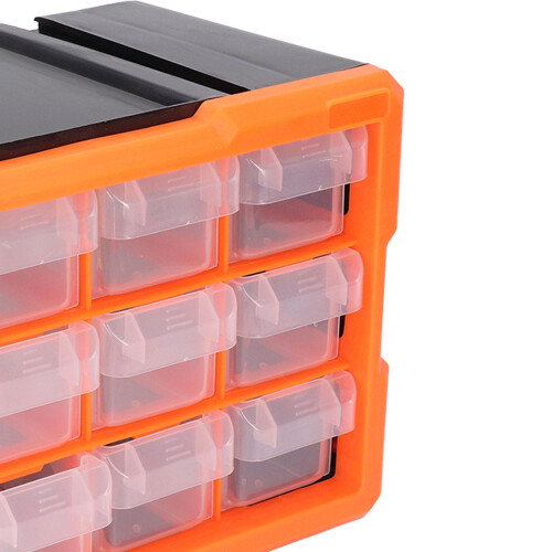 12 Drawer Parts Organizer with Visible Drawers, Stackable Wall Mount Storage Box for Tools and Crafts 2