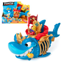 PIRATIX King Shark - Articulated shark, with a cage to capture rival Piratix. Includes 1 shark, 1 exclusive treasure, 1 exclusive Piratix and 1 acces